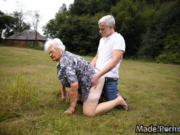 90 fully clothed white hair standing photo woman kneeling AI porn - made.porn on pornintellect.com