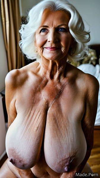 White hair woman huge boobs busty looking at viewer gigantic boobs babe AI porn - made.porn on pornintellect.com