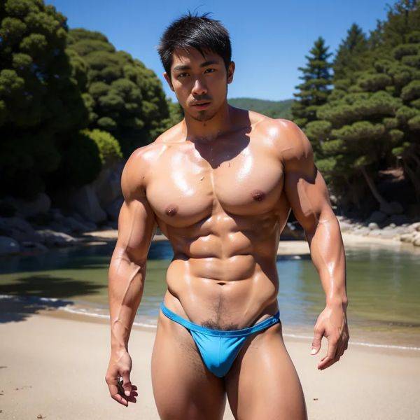 , japanese,manly man,twenties,(RAW photo, best quality, masterpiece:1.1), (realistic, photo-realistic:1.2), ultra-detailed, ultra high res, physically-based rendering,short hair,huge breasts,medium ass,perfect body,(tan:1.2),(wet:1.1),abs,(adult:1.5) - pornmake.ai - Japan on pornintellect.com