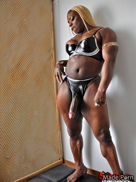 White hair athlete shemale dominatrix working out leather bodybuilder AI porn - made.porn on pornintellect.com