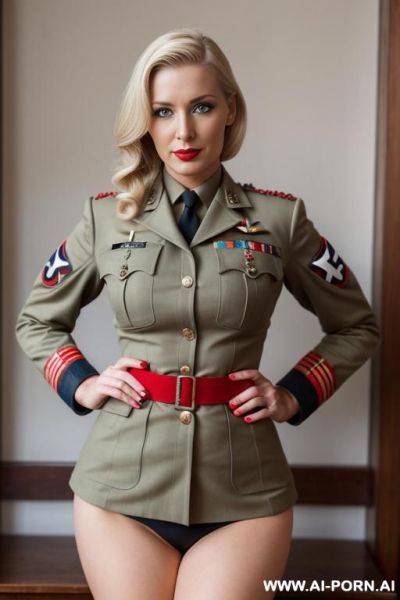 Blonde german in wwii uniform, red armband - ai-porn.ai - Germany on pornintellect.com