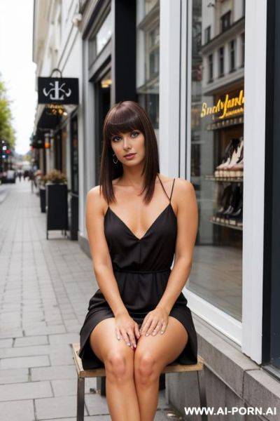 Full body view, tanned skin, beautiful boobs, beautiful face, beautiful dress ,brunette, hig heels (beautiful legs).princess,, goth - ai-porn.ai on pornintellect.com