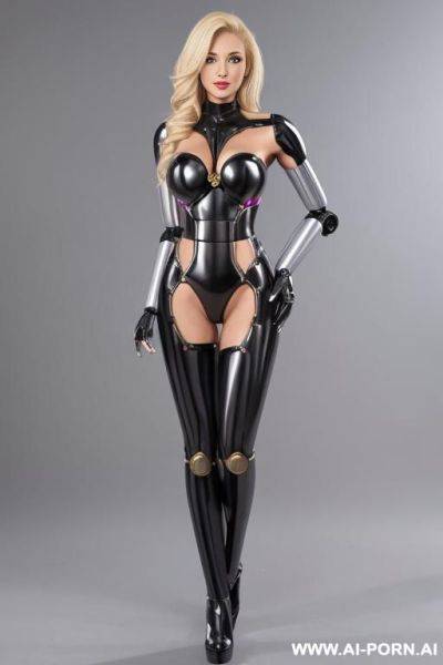 Sexy blonde robot, standing, full body view - ai-porn.ai on pornintellect.com