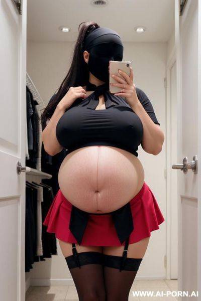 Big plump nipples, lactating, topless, short tight skirt, huge tits - ai-porn.ai on pornintellect.com