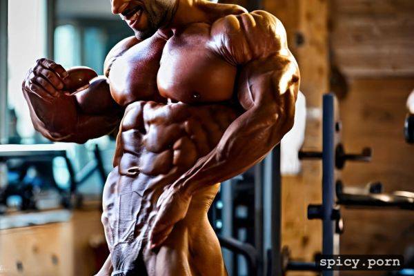 Bodybuilder, highres, solo, 8k, huge muscled legs, hunk, posing in the gym - spicy.porn - India on pornintellect.com