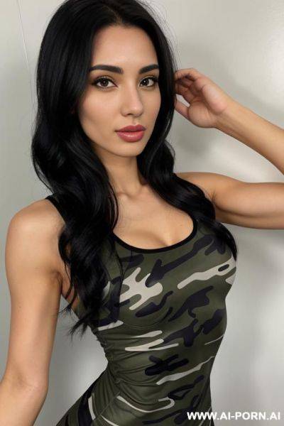 Athletic woman camo army dress - ai-porn.ai on pornintellect.com