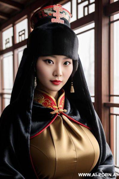 Chinese traditional clog, silk, winter clothes, palace, beautiful face, perfect body, big eyes, big breasts, chinese, detail - ai-porn.ai - China on pornintellect.com