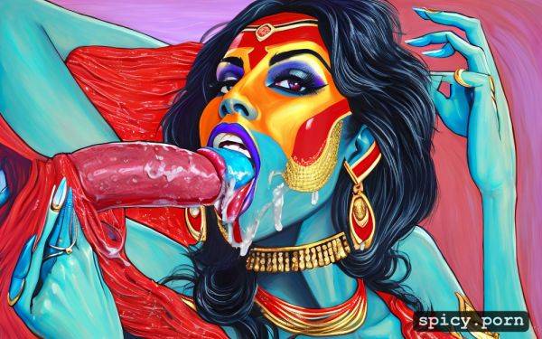 Face bukake, indian godess kali, cum on tongue, blue skin blowjob - spicy.porn - India on pornintellect.com