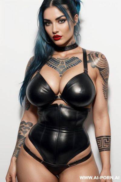 ((beautiful face, sexy woman, beautiful woman with athletic body, athletic build, ffitness figure, gorgeous figure, wide hips, natural breasts, expressive thick black eyebrows, red lipstick)) ((body - ai-porn.ai on pornintellect.com