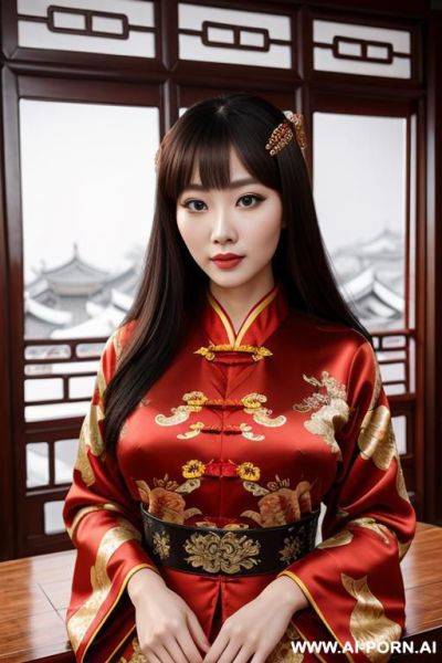 Chinese traditional clog, silk, winter clothes, palace, beautiful face, perfect body, big eyes, big breasts, chinese ((ultra realistic)) ((highest quality)) - ai-porn.ai - China on pornintellect.com