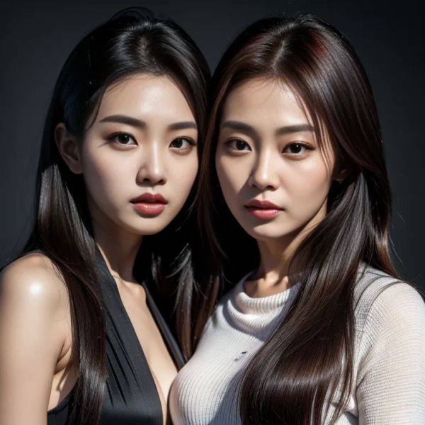 ,korean,kpop idol,(2women:2),twenties,(RAW photo, best quality, masterpiece:1.1), (realistic, photo-realistic:1.2), ultra-detailed, ultra high res, physically-based rendering,long hair,grey hair,(adult:1.5) - pornmake.ai - North Korea on pornintellect.com