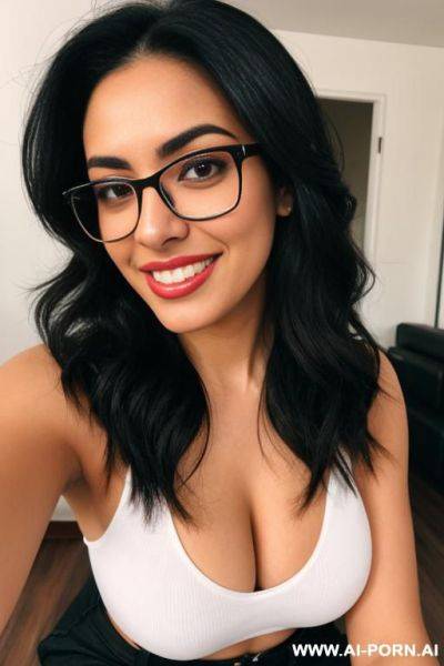 Latina medium hair length 20 years old thick square glasses chipped tooth - ai-porn.ai on pornintellect.com