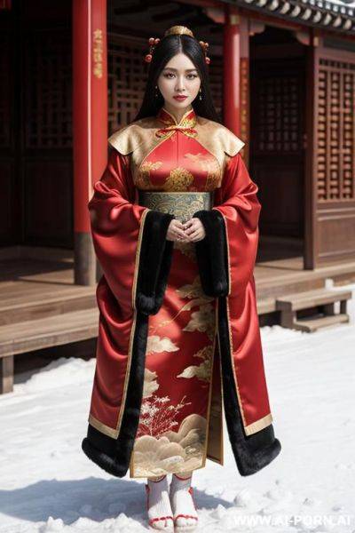 Chinese traditional clog, silk, winter clothes, palace, beautiful face, perfect body, big eyes, big breasts, chinese ((ultra realistic)) ((highest quality)) - ai-porn.ai - China on pornintellect.com