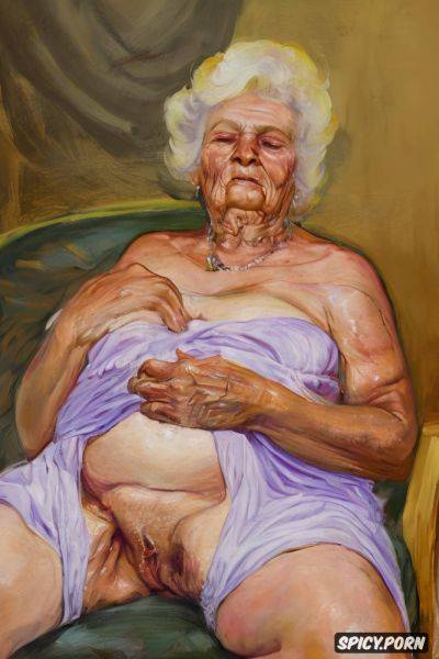 The fat wrinkled grandmother has a naked pussy under her dress - spicy.porn on pornintellect.com