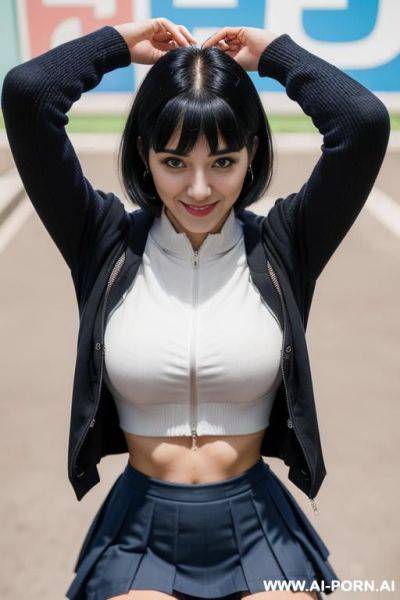 Teen, blue eyes, realistic tongue sticking out, black hair with bangs, big tits, missionary, nude, realistic - ai-porn.ai on pornintellect.com