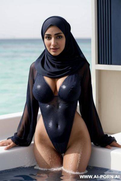 White naked arabic woman with not medium to boobs and not a big ass have cum on her face and very wet - ai-porn.ai on pornintellect.com