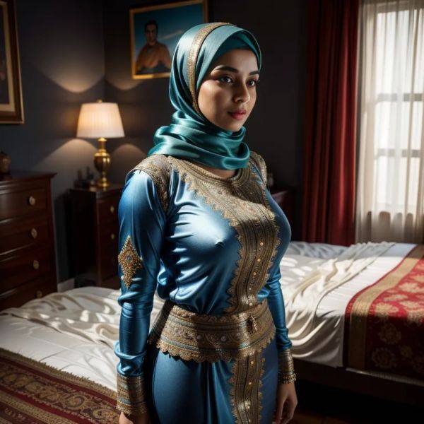 , Arabs,woman,twenties,(RAW photo, best quality, masterpiece:1.1), (realistic, photo-realistic:1.2), ultra-detailed, ultra high res, physically-based rendering,beautiful,huge breasts,perfect body,hijab,(silk),long - pornmake.ai on pornintellect.com