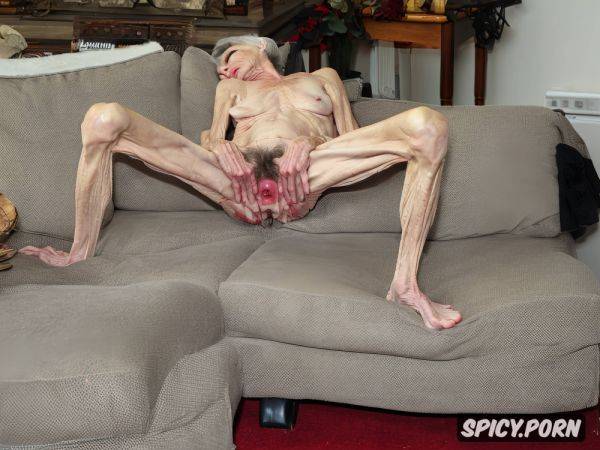 Indoors, spreading hairy pussy, wrinkled, naked, very old granny - spicy.porn on pornintellect.com