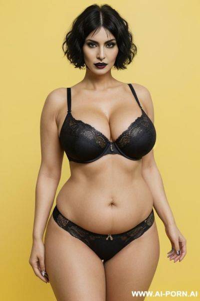 ((sexy, hot, attractive milf, egyptian)) ((realistic milf, mature woman, gothic woman)) ((sexy standing position, direct eye contact, black lipstick, black straight hair, short haircut, straight hair - ai-porn.ai - Egypt on pornintellect.com