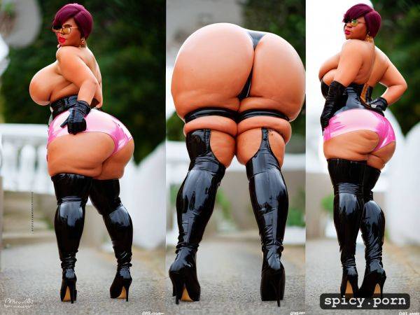 High quality, chubby, pink latex panties, huge fat ass, shiny oiled ass - spicy.porn on pornintellect.com