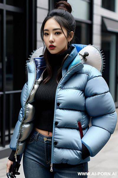 (((thick blue puffer jacket))) - ai-porn.ai on pornintellect.com