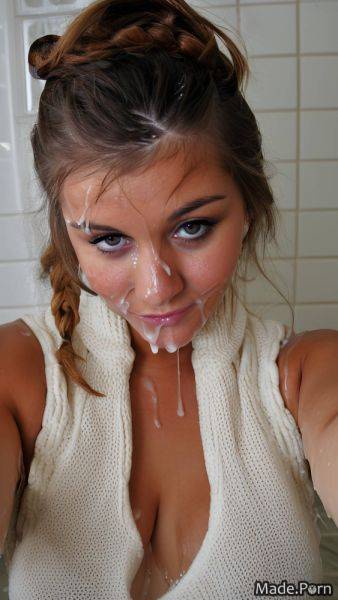 Facial selfie bukkake long hair close up braided hair sweater AI porn - made.porn on pornintellect.com