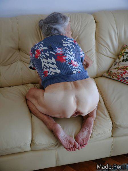 Sun tanning from behind hair bun standing white hair photo undressing AI porn - made.porn on pornintellect.com