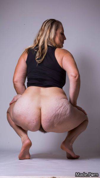 Looking at viewer squatting tall barefoot photo studio 70 looking back AI porn - made.porn on pornintellect.com