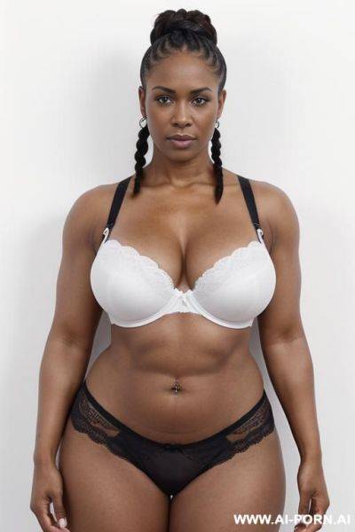 A woman from south africa ((big hands, naked, shows forearms, curvy, whole body, looks at the camera, full body image, strong arms, stronger shoulders, wide hips, strong body, very strong arms, - ai-porn.ai - South Africa on pornintellect.com