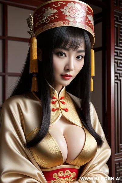 Chinese traditional clog, silk, winter clothes, palace, beautiful face, perfect body, big eyes, big breasts, chinese, detail, seductive, rich - ai-porn.ai - China on pornintellect.com