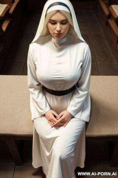 Lewd nun, face covered in cum, closed eyes, ruined mascarra - ai-porn.ai on pornintellect.com