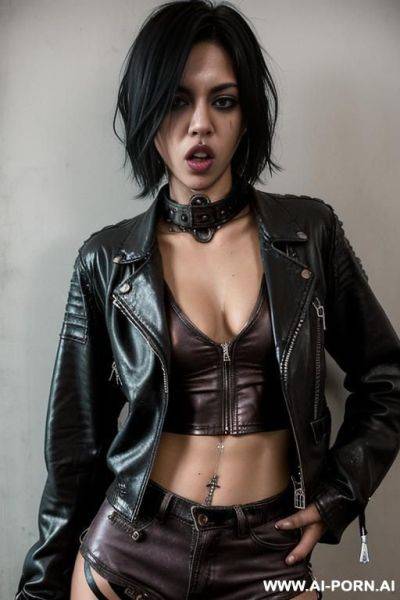 Leather jacket womans, threesome lesbian fuck with ahegao race - ai-porn.ai on pornintellect.com