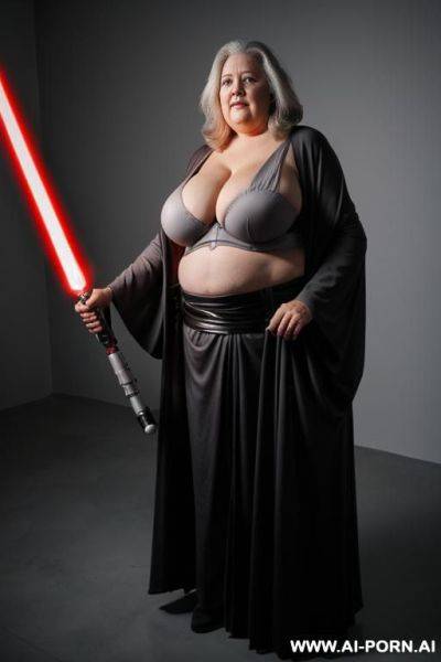 Jedi, holding a gray lightsaber - ai-porn.ai on pornintellect.com