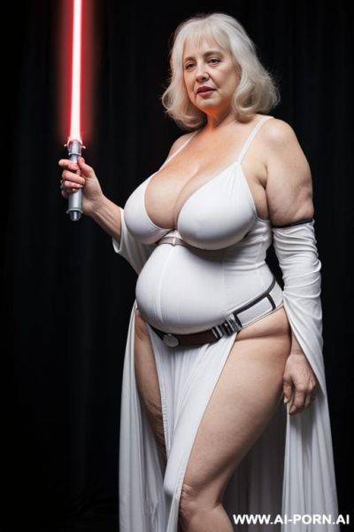 Jedi, holding a white lightsaber - ai-porn.ai on pornintellect.com