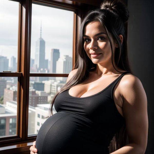 ,white people,woman,elder,(RAW photo, best quality, masterpiece:1.1), (realistic, photo-realistic:1.2), ultra-detailed, ultra high res, physically-based rendering,long hair,hair bun,black hair,happy,pregnant,(adult:1.5) - pornmake.ai on pornintellect.com