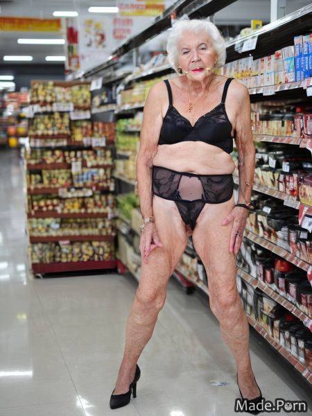 Standing high heels flashing panties looking at viewer indifferent look grocery store woman AI porn - made.porn on pornintellect.com