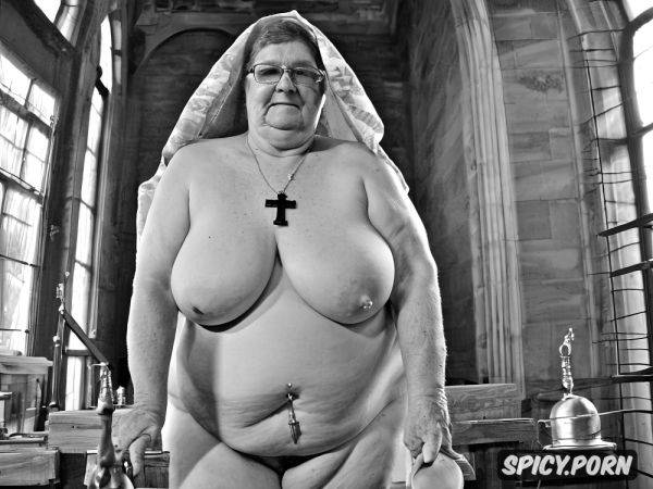 Nuns, fat, altar, hanging saggy breasts, hairy gray pussy, full nude body - spicy.porn on pornintellect.com