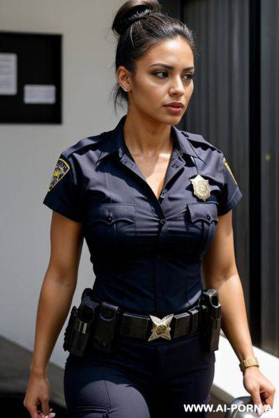 Latina cop with a messy bun - ai-porn.ai on pornintellect.com