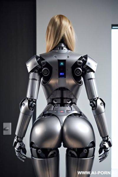 Sexy, fully robotic body, back view, big ass, perfect ass - ai-porn.ai on pornintellect.com