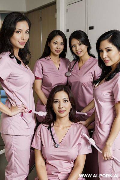 (multiple nurses), (pink medical scrubs);(place: state of the art hospital);( medium-sized, firm tits); - ai-porn.ai on pornintellect.com