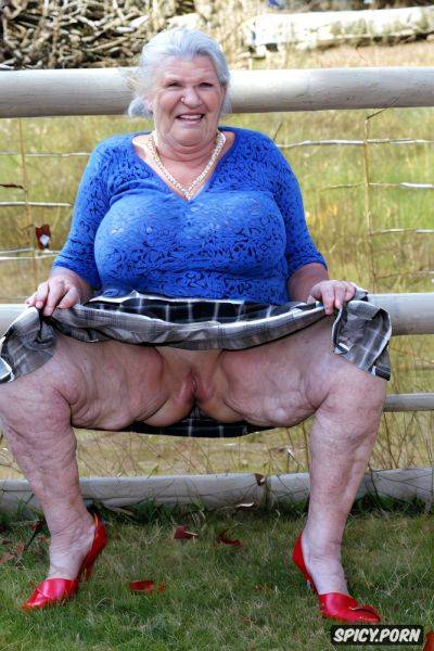 The very old fat grandmother queen skirt has nude pussy under her skirt - spicy.porn on pornintellect.com