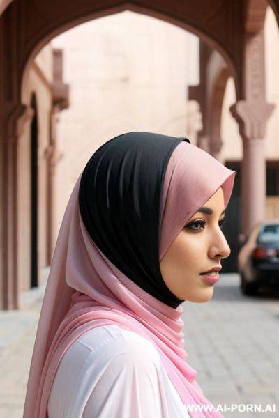 Pink hair arab hijab side view - ai-porn.ai on pornintellect.com