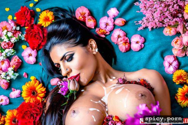 Sexy indian aunty, face covered in cum, 40 yo, covered with flowers - spicy.porn - India on pornintellect.com