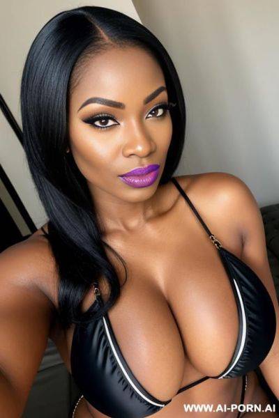 African milf, heavy makeup, microbikini - ai-porn.ai on pornintellect.com