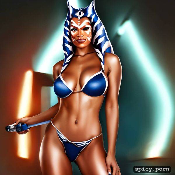 Rosario dawson as ahsoka tano from star wars posed with a prop - spicy.porn on pornintellect.com