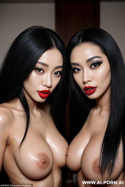 A korean and a black british woman, both has perfect breast and perfect nipples, both of them have tattoos around their body, they are naked as well both of them has long finger nails and - ai-porn.ai - Britain - North Korea on pornintellect.com