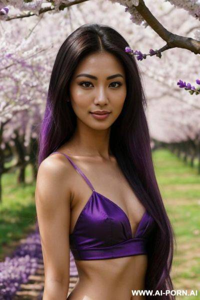 (highest quality) (visually pleasing) (se-ira sodesh-iro) medium closeup, her tanned body, detailed eyes, purple pupils, flowing hair, japanese, various hairstyles, cheerful cougar, heroic look, - ai-porn.ai - Japan on pornintellect.com