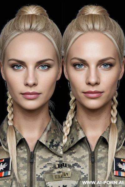 Military officer woman, germany, blonde, camouflage, sexy - ai-porn.ai on pornintellect.com