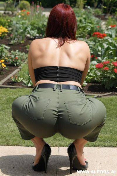 (housewife) (squatting) (garden) (pulled pants down) (pussy) (show ass) - ai-porn.ai on pornintellect.com