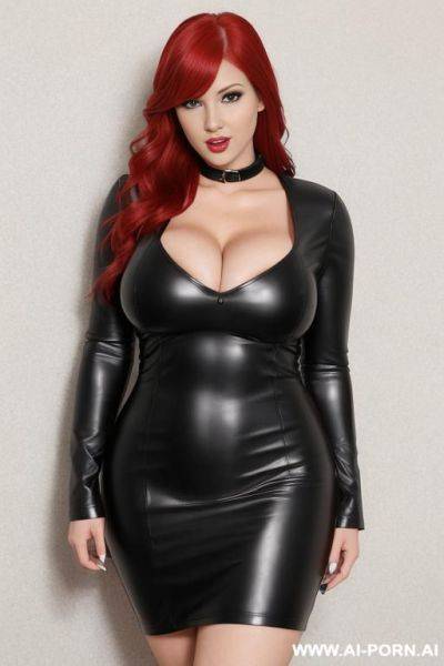 Curvy red head nerd . big ass. leather tight short dress - ai-porn.ai on pornintellect.com